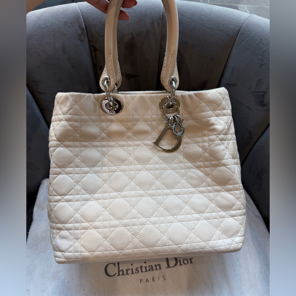 Vintage Christian Dior Cream Lady Dior Tote Bag - Picture 14 of 16